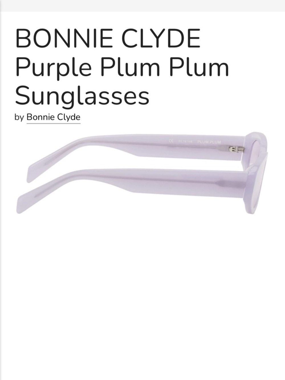 Bonnie Clyde plum plum sunglasses - Picture 4 of 5